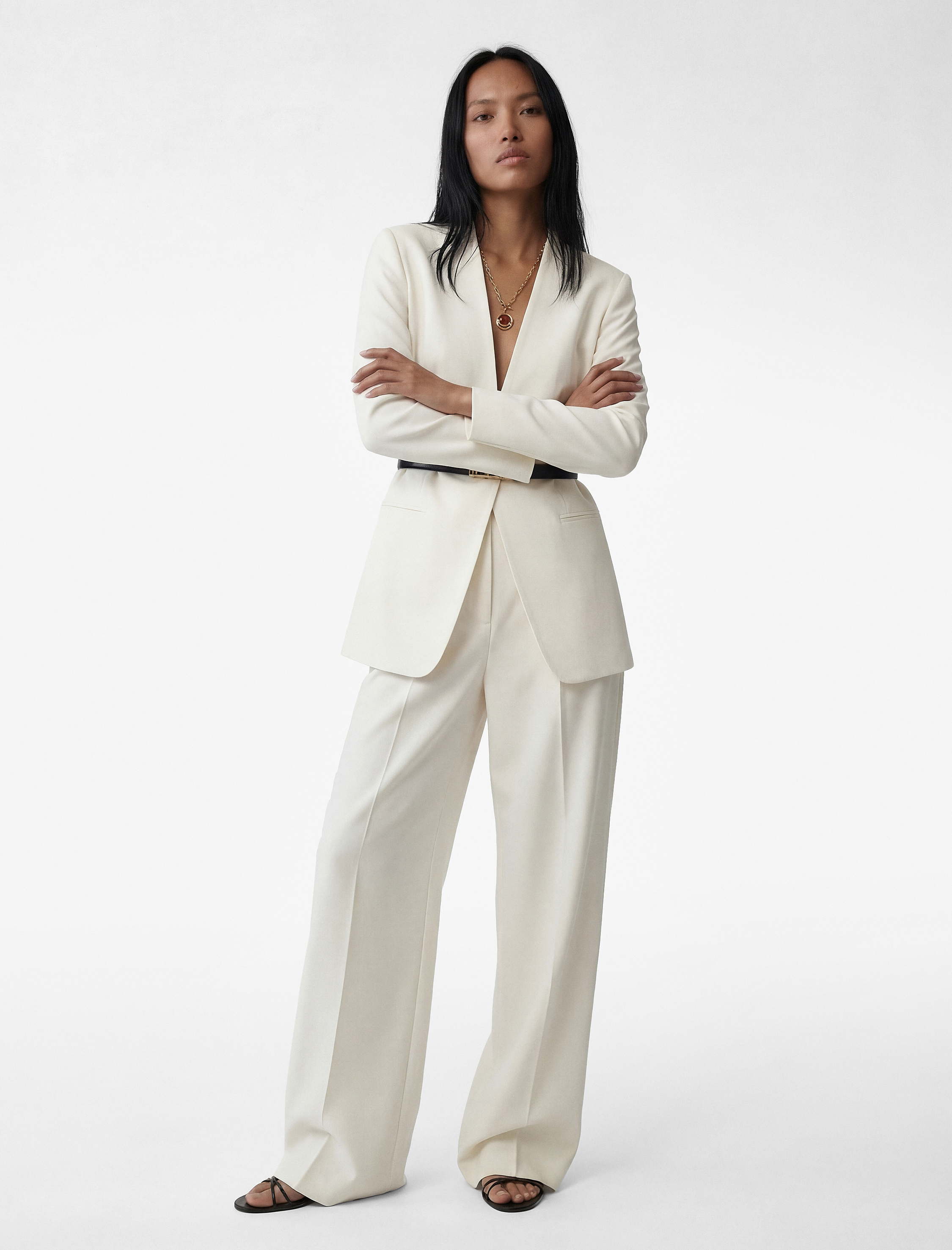   Pileli Cepli Geniş Paça Yüksek Bel Palazzo Pantolon