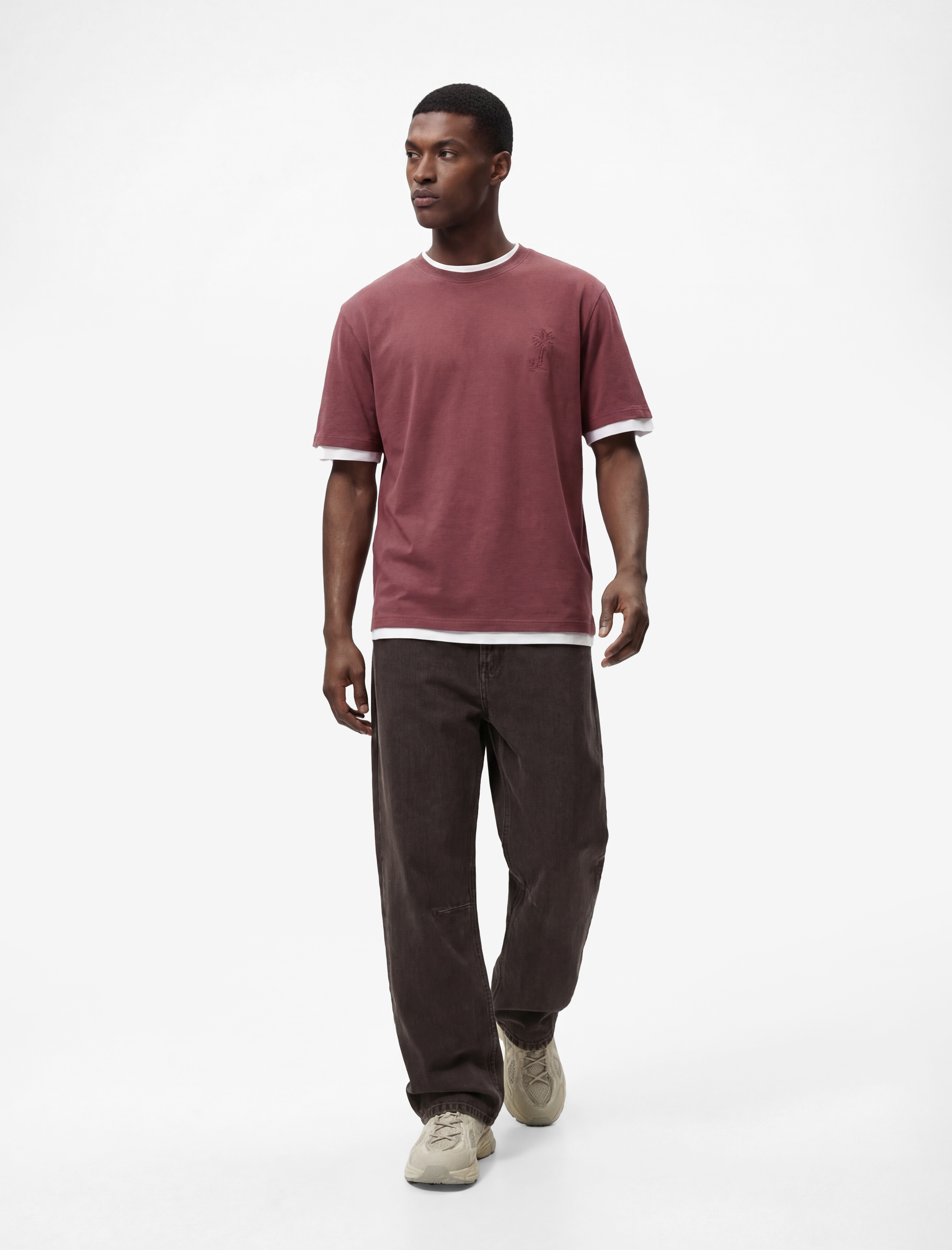   Regular Fit Kısa Kollu Pamuklu Bisiklet Yaka Baskılı Tişört