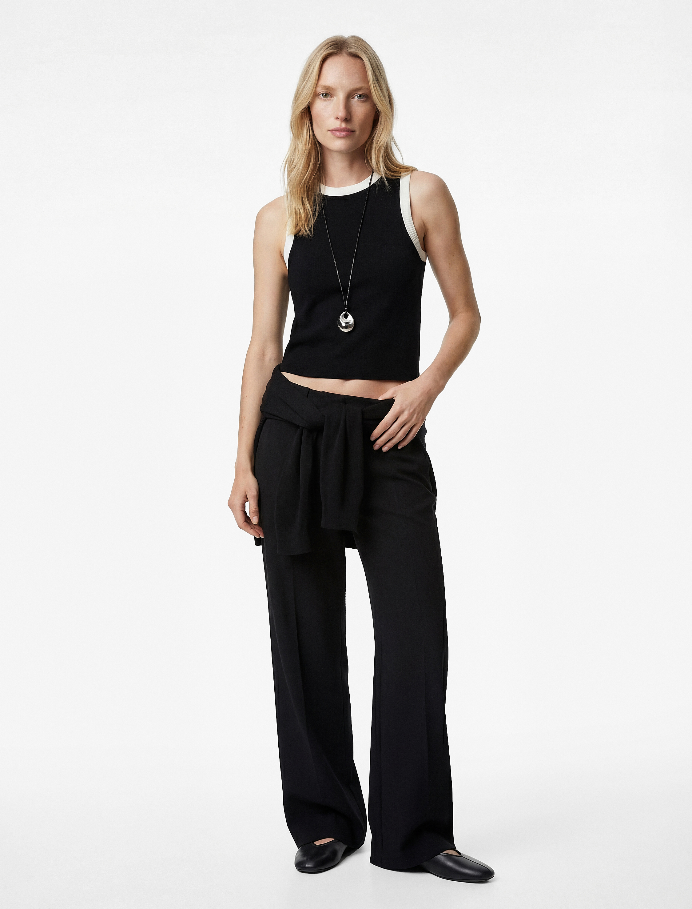   Regular Fit Yüksek Bel Viskon Karışımlı Balon Pantolon