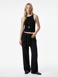 Regular Fit Yüksek Bel Viskon Karışımlı Balon Pantolon