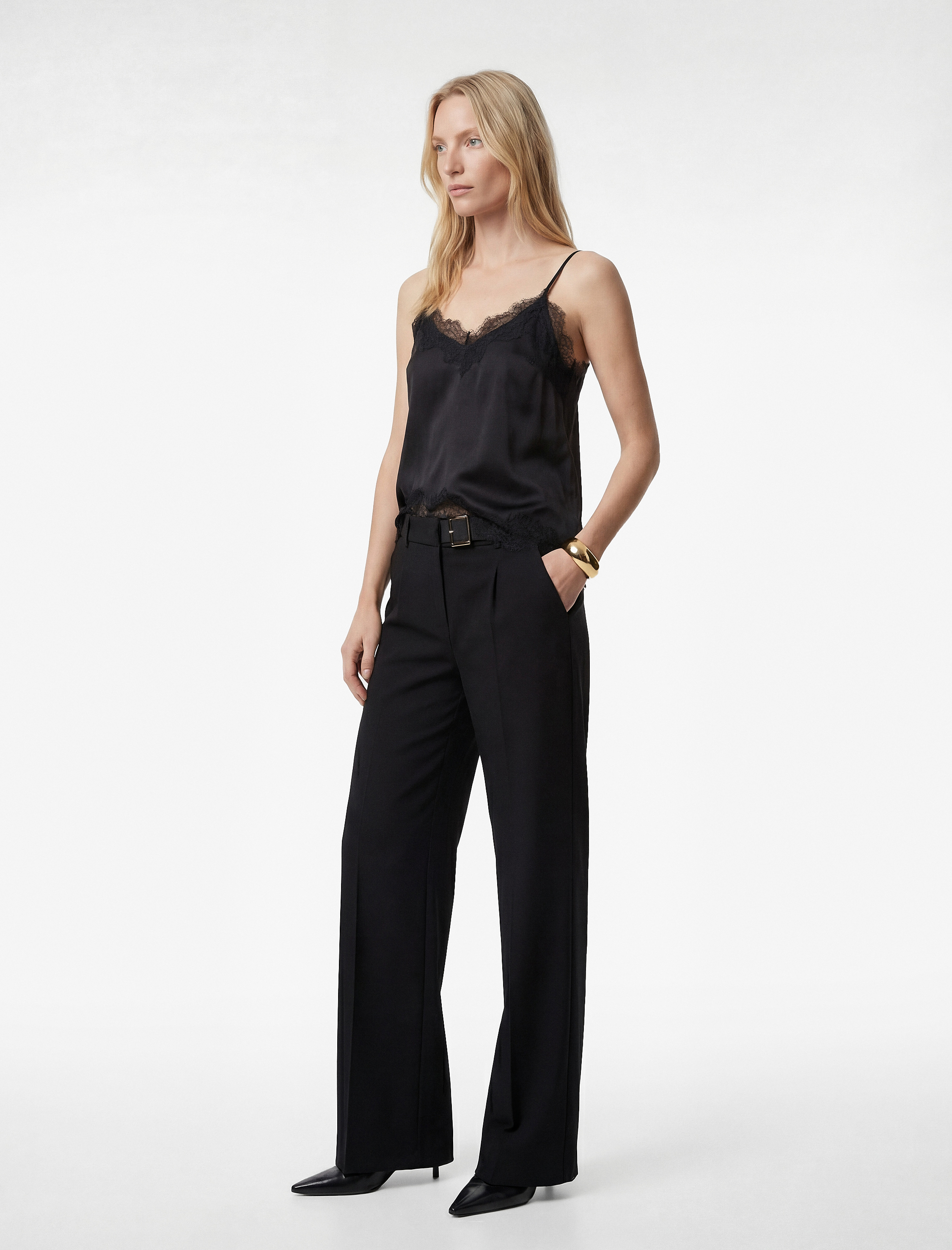   Cepli Kemer Detaylı Rahat Kalıp Geniş Paça Pantolon