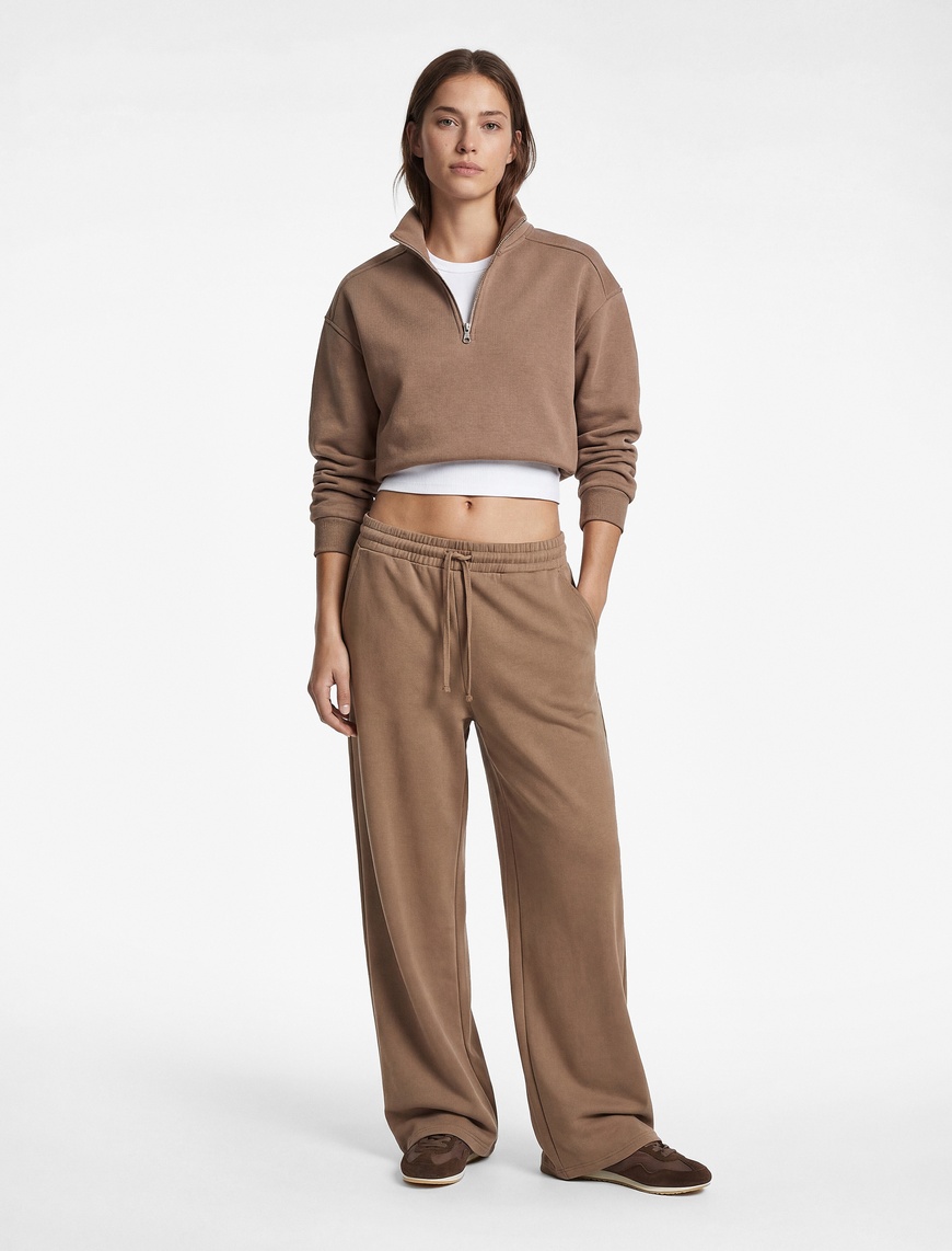 Koton Kadın Polo Yaka Uzun Kollu Fermuarlı Oversize Spor Sweatshirt