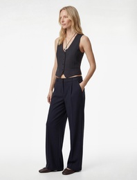 Cepli Viskon Karışımlı Yüksek Bel Palazzo Pantolon