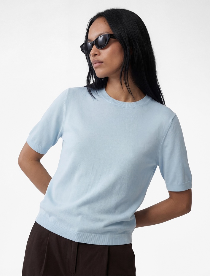  Bisiklet Yaka Kısa Kollu Triko Kazak