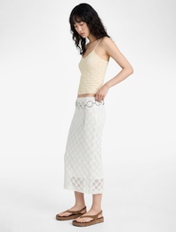 Slim Fit Yüksek Bel Yırtmaçlı Dantel Kalem Etek