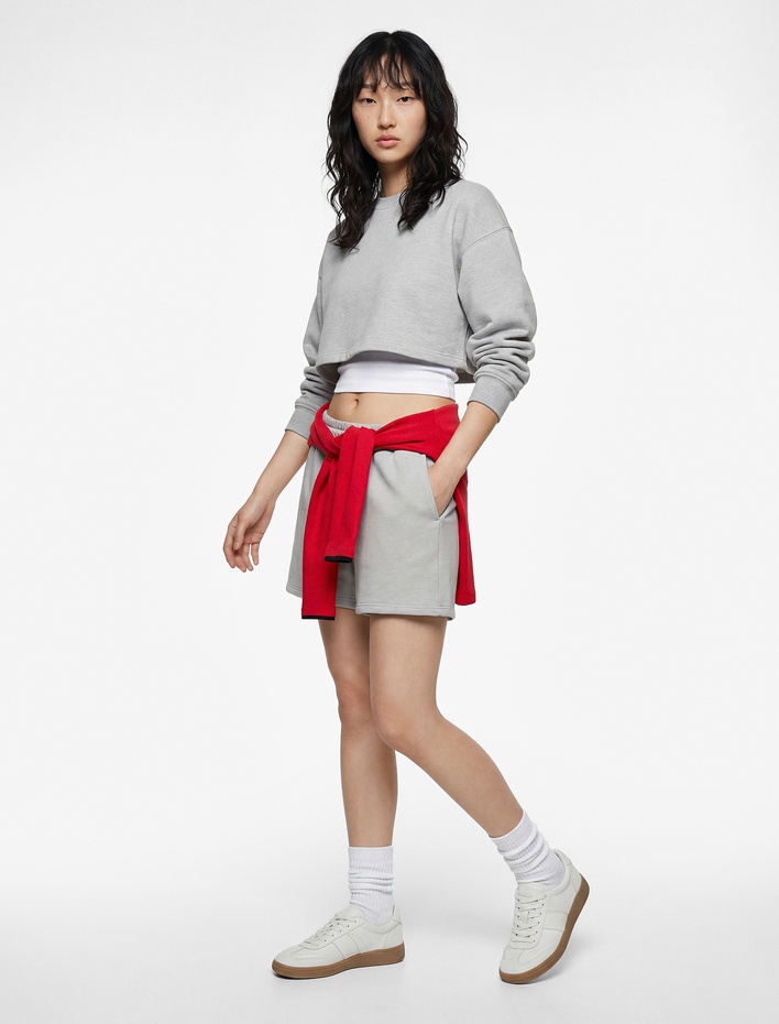  Cepli Beli Bağcıklı Pamuklu Slim Fit Mini Şort