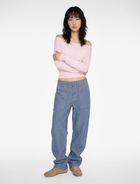 Viskon Karışımlı Uzun Kollu Kayık Yaka Kazak