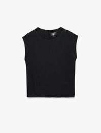 Rahat Kalıp Kolsuz Modal Bisiklet Yaka Spor Tişört