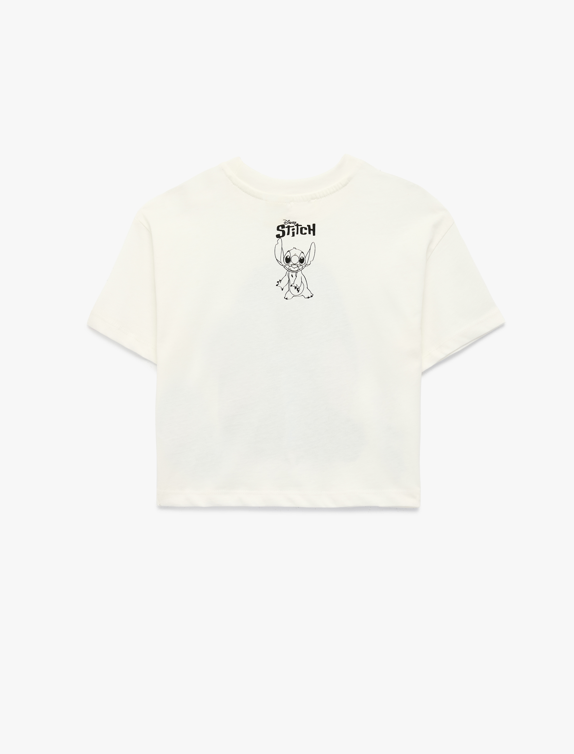  Kız Çocuk Lisanslı Stitch Baskılı Simli Bisiklet Yaka Kısa Kollu Pamuklu Tişört