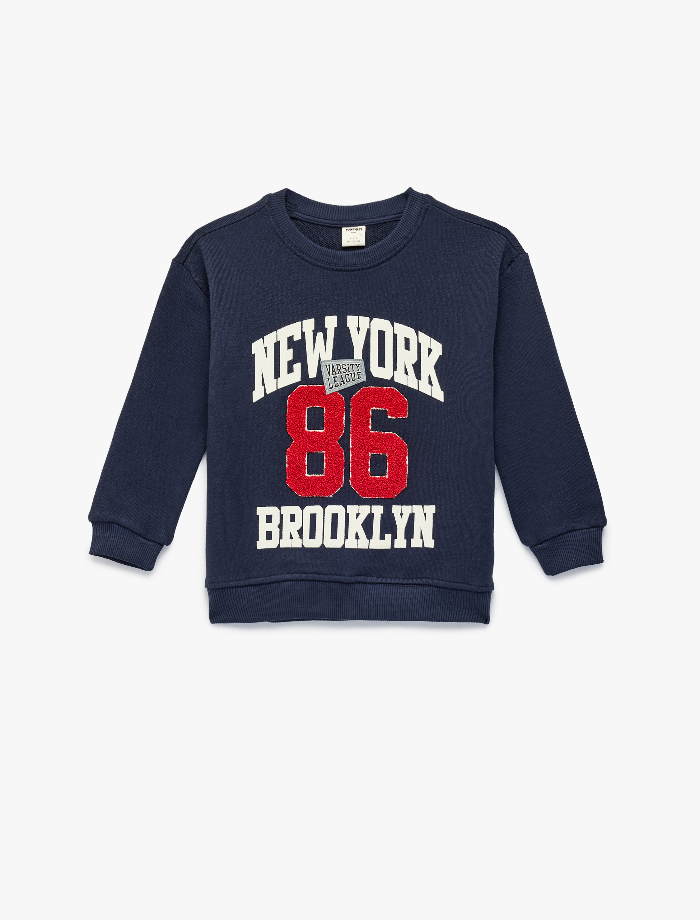  Erkek Bebek Pamuklu Şardonlu Uzun Kollu Bisiklet Yaka Baskılı Oversize Sweatshirt