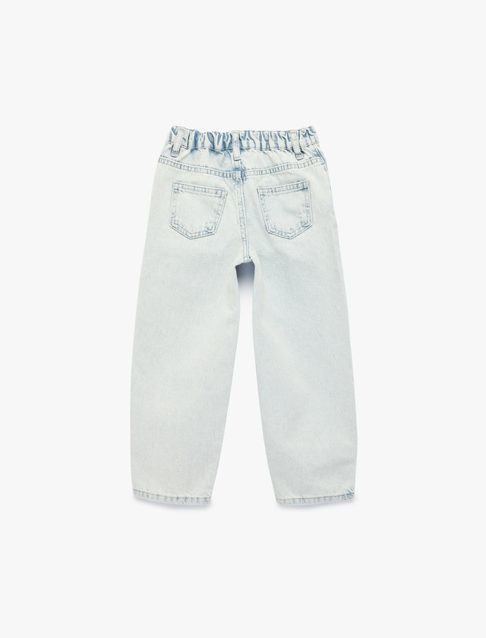 Kız Bebek Pamuklu Balon Fit Cepli Denim Pantolon