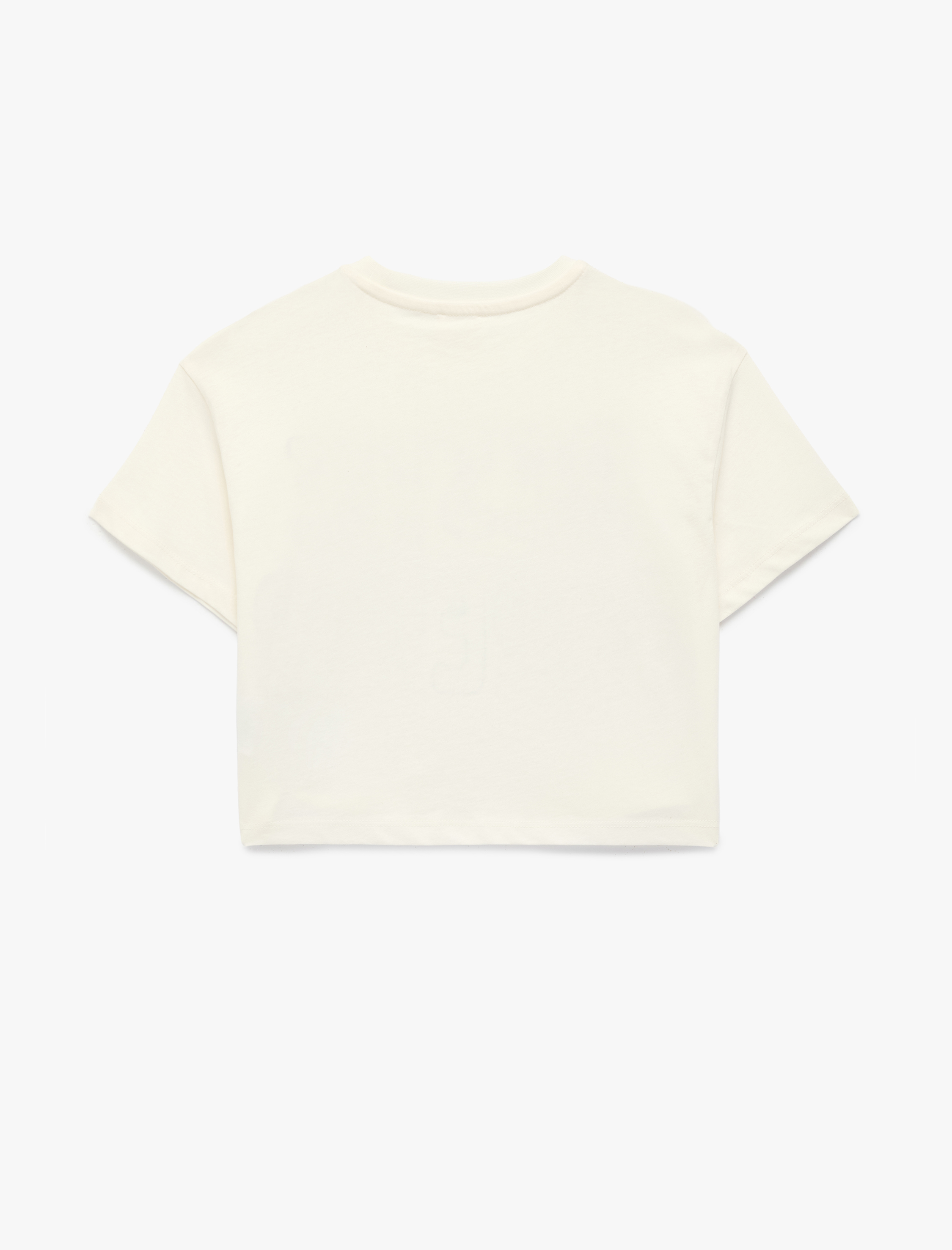  Kız Çocuk Pamuklu Pötikare Aplike Detaylı Kısa Kollu Bisiklet Yaka Tişört