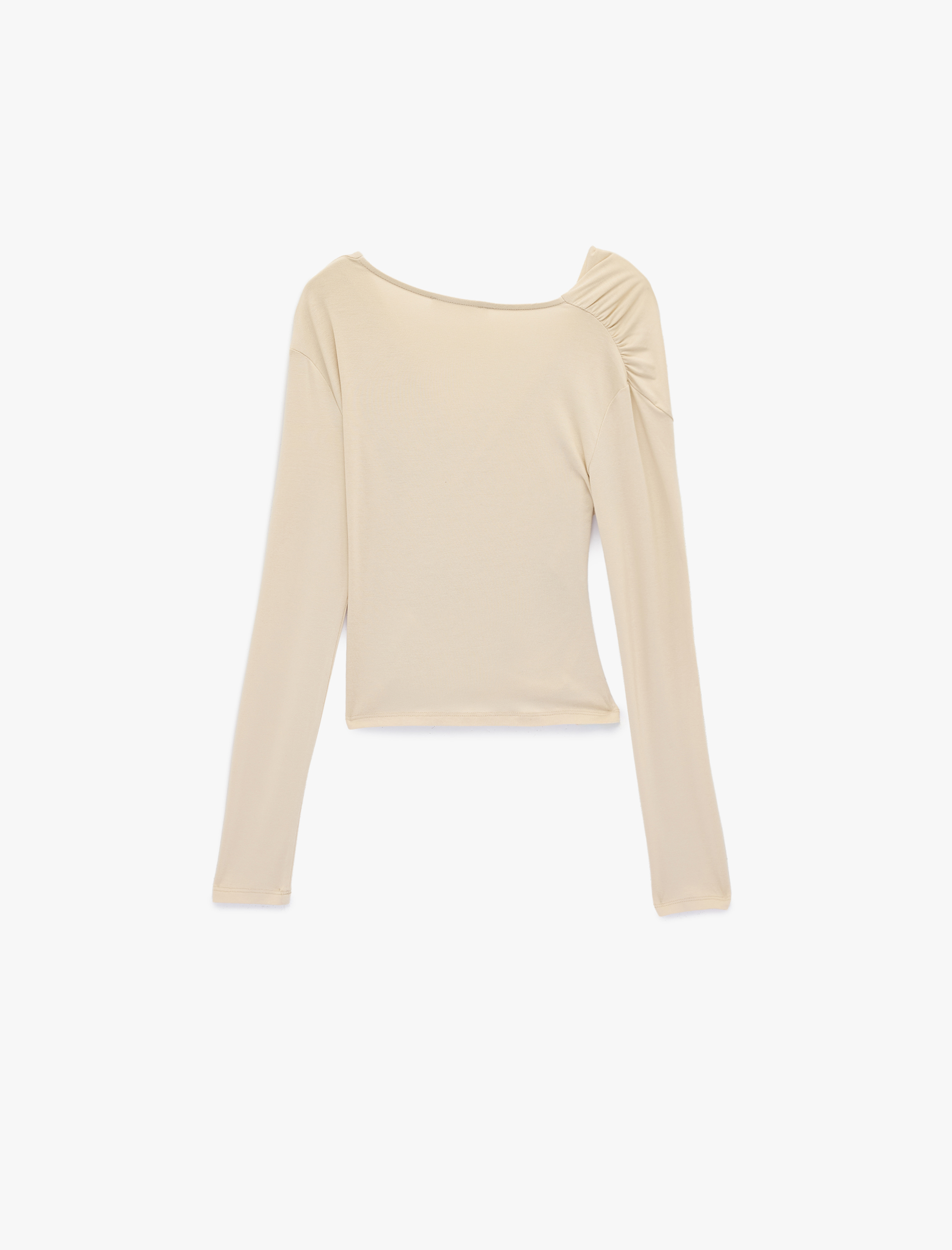   Viskon Kumaş Slim Fit Uzun Kollu Büzgülü Kruvaze V Yaka Bluz