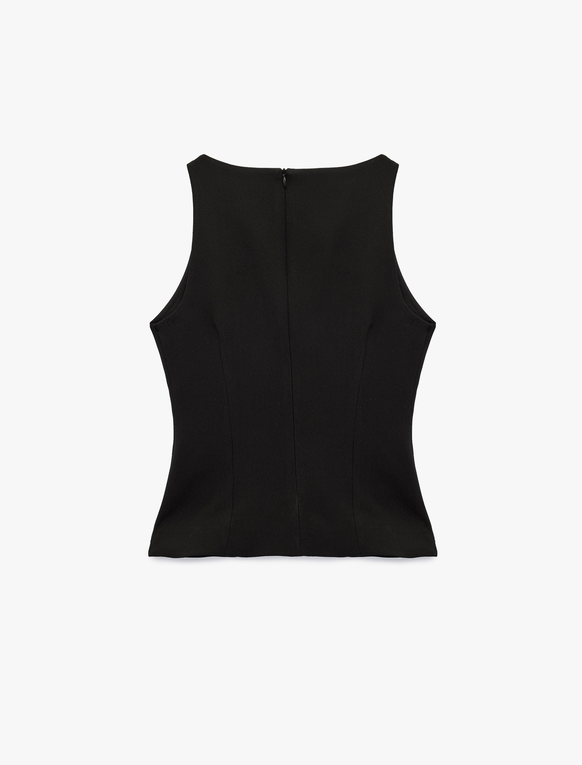   Hafif Peplum Kesim Bisiklet Yaka Kalpli Düğme Detaylı Yelek