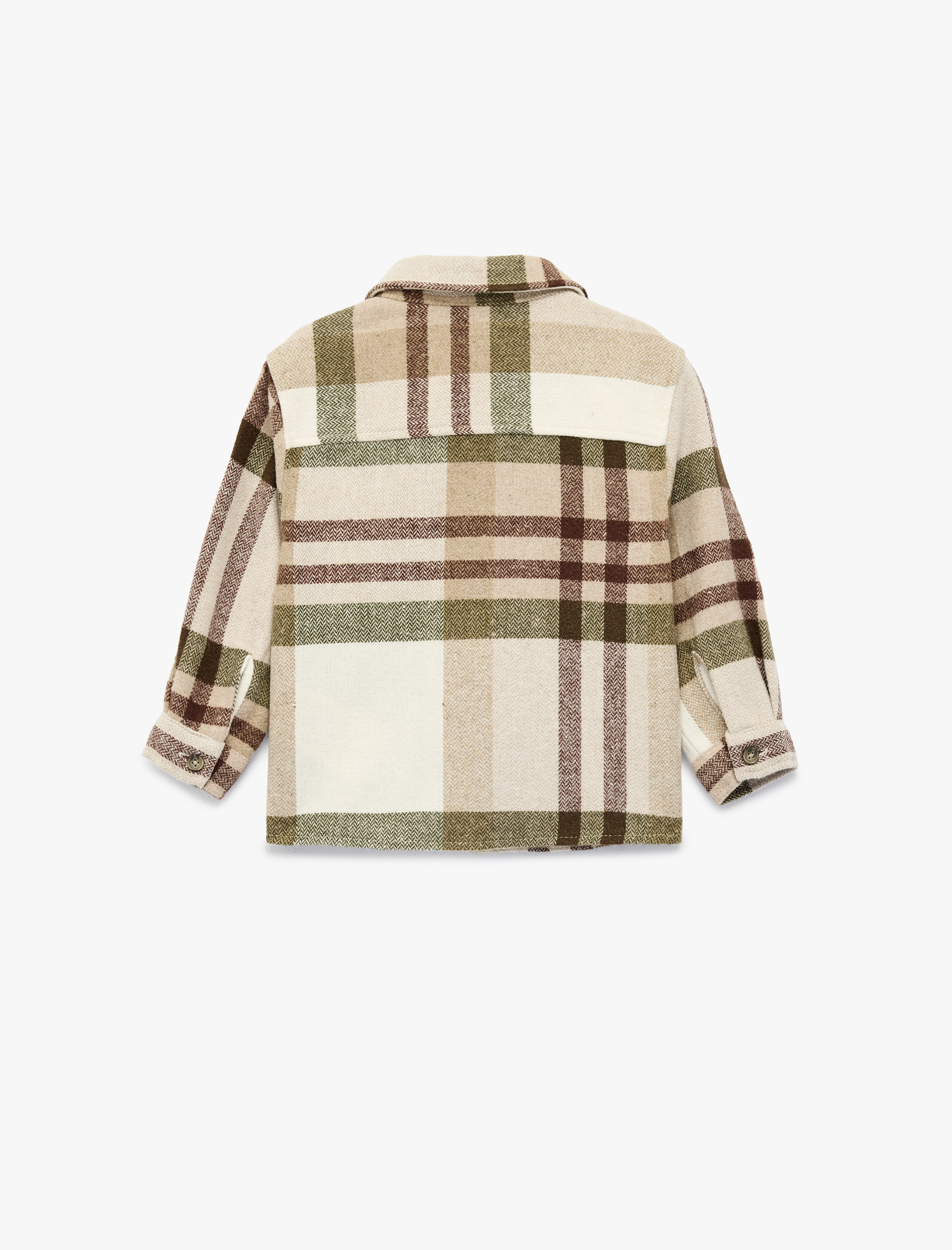  Erkek Bebek Uzun Kollu Klasik Yaka Düğmeli Cepli Ekose Oduncu Gömleği