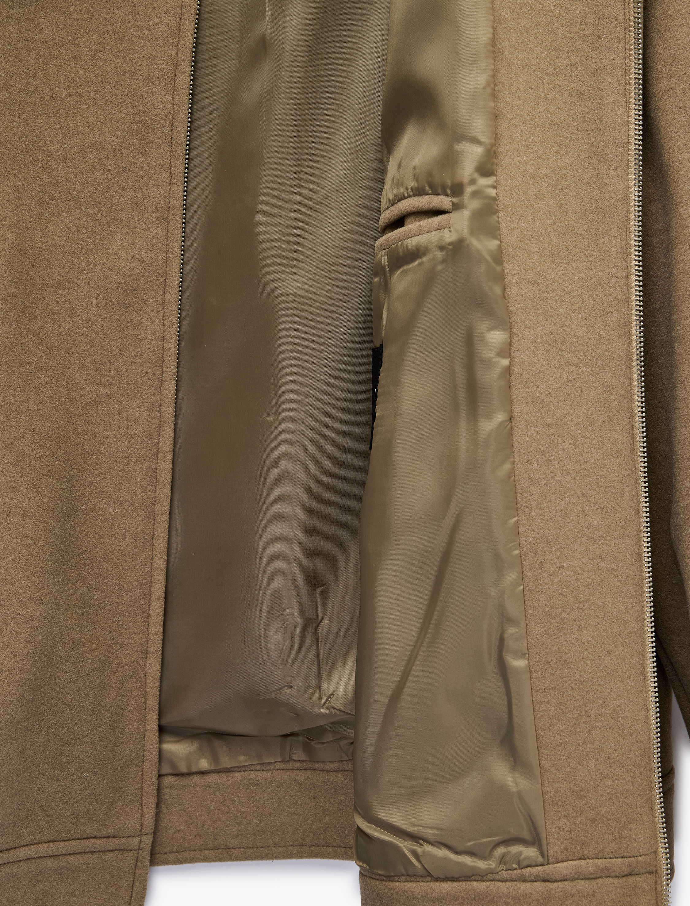   Regular Fit Uzun Kollu Cepli Fitilli Yaka Detaylı Fermuarlı Kaşe Ceket