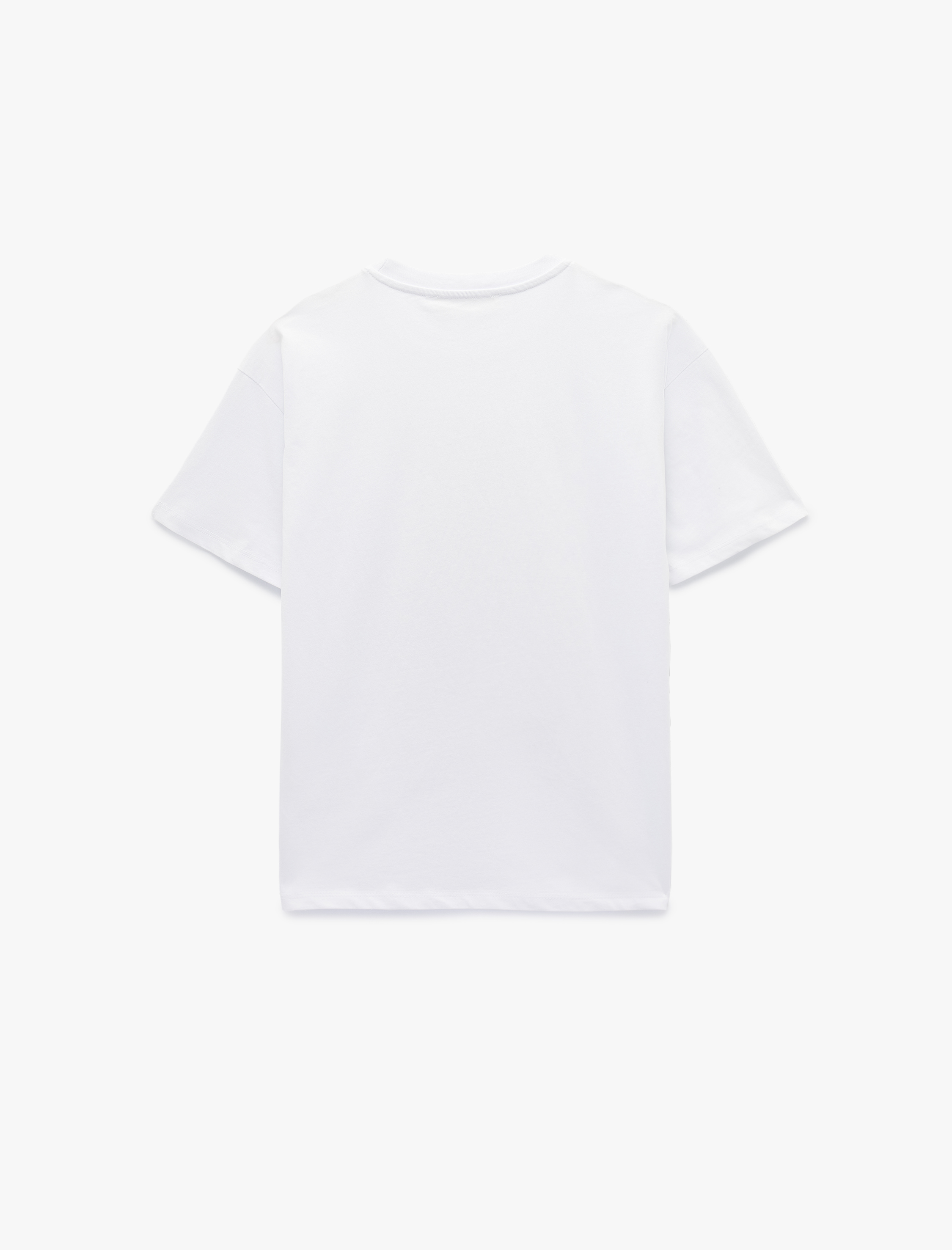   Kısa Kollu Bisiklet Yaka Ayıcık Baskılı Oversize Tişört