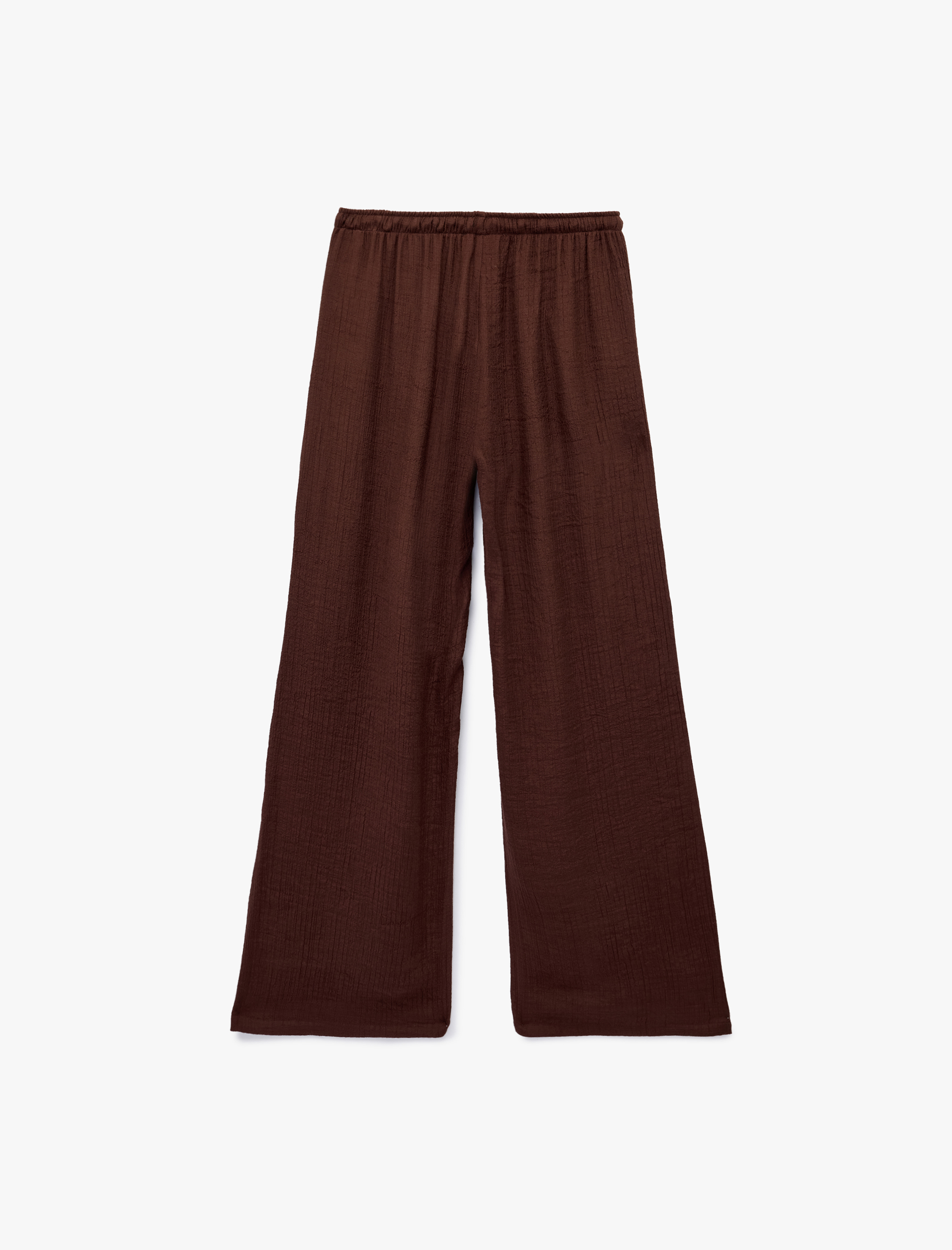   Beli Bağcıklı Cep Detaylı Düz Paça Viskon Karışımlı Pantolon