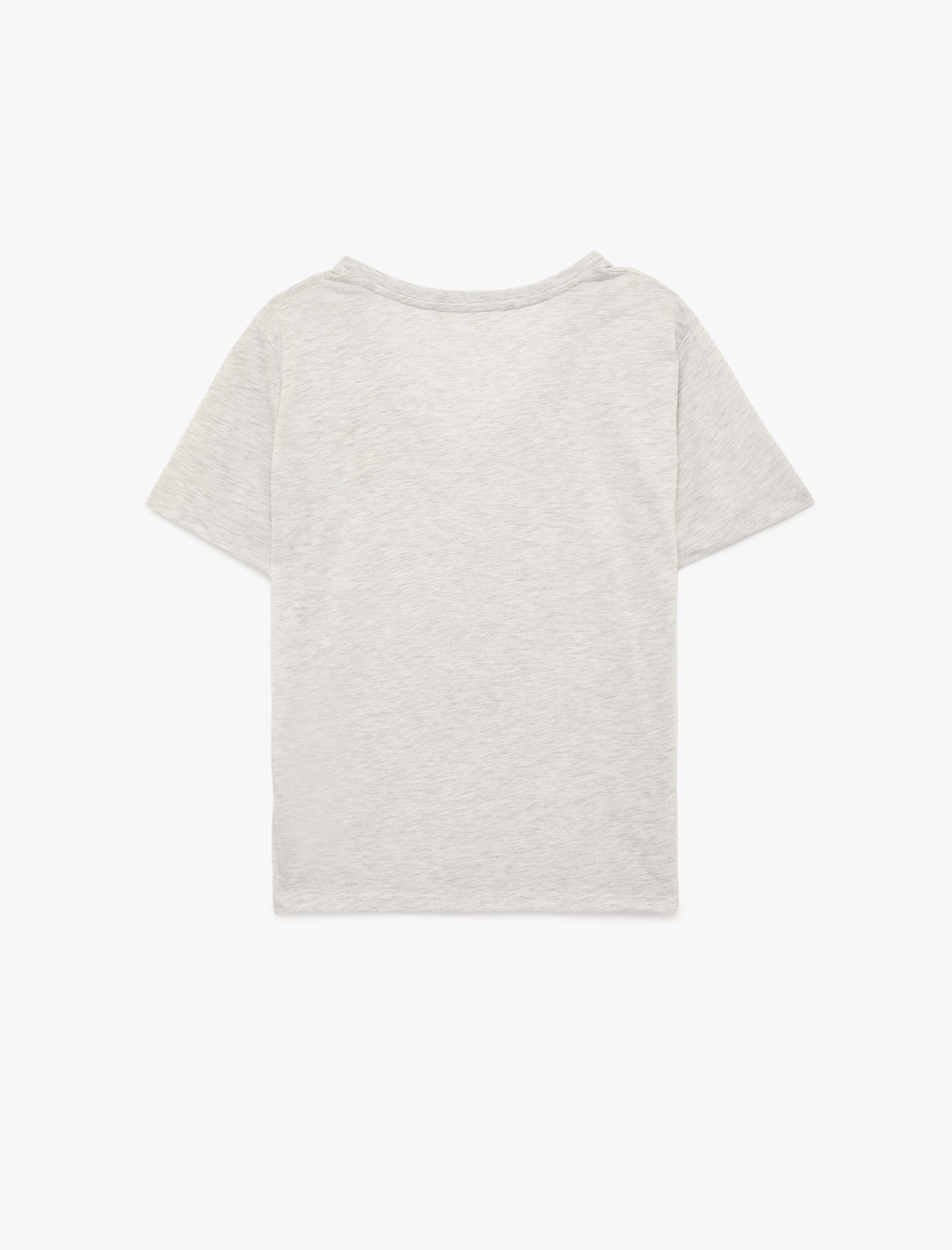   Regular Fit Tavşan Nakış Detaylı Kısa Kollu V Yaka Tişört