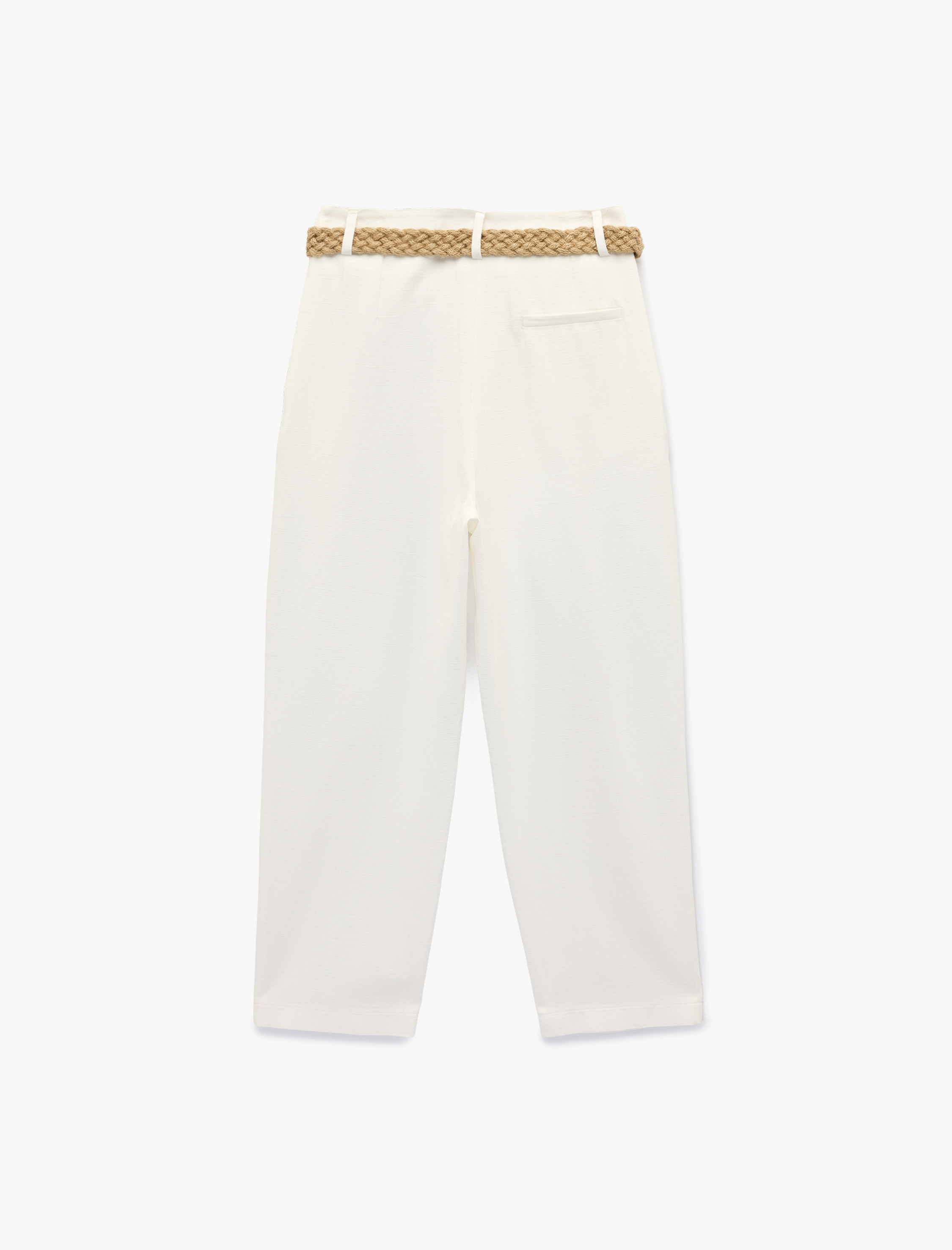   Kemerli Düz Paça Cepli Rahat Kalıp Havuç Pantolon