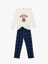 Baskılı Rahat Kalıp Pamuklu Örme Pijama Takımı - 2'li Set