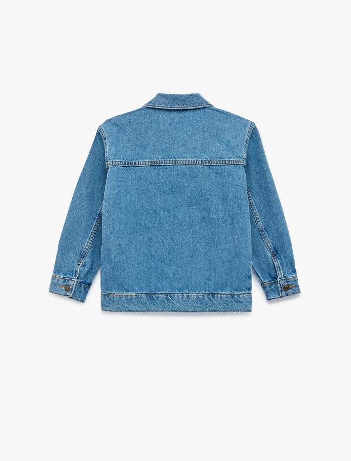 Erkek Çocuk Düğmeli Uzun Kollu Pamuklu Denim Ceket