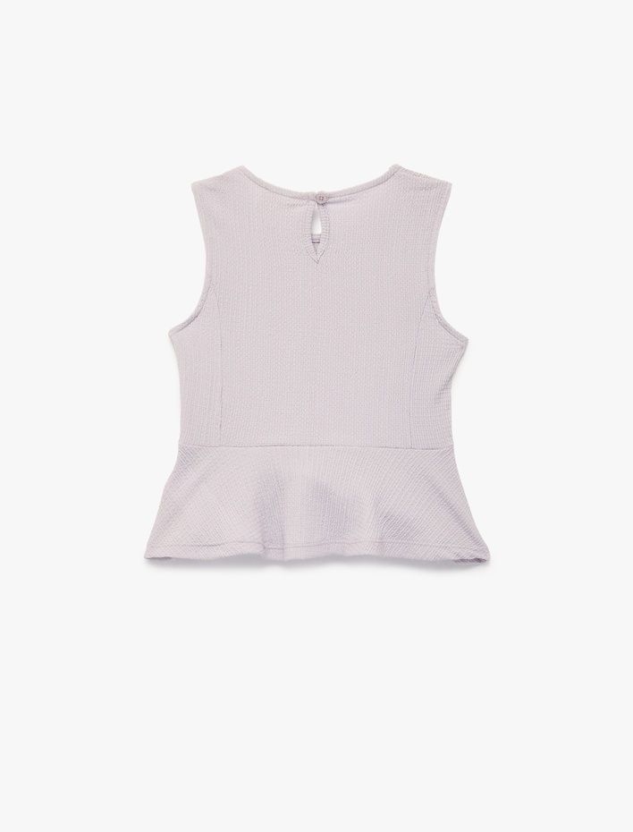 Kız Çocuk Bisiklet Yaka Toka Detaylı Kolsuz Bluz