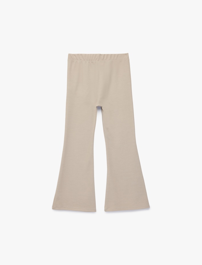 Kız Çocuk İnterlok Viskon Karışımlı Slim Fit Normal Bel İspanyol Paça Tayt