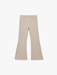 İnterlok Viskon Karışımlı Slim Fit Normal Bel İspanyol Paça Tayt