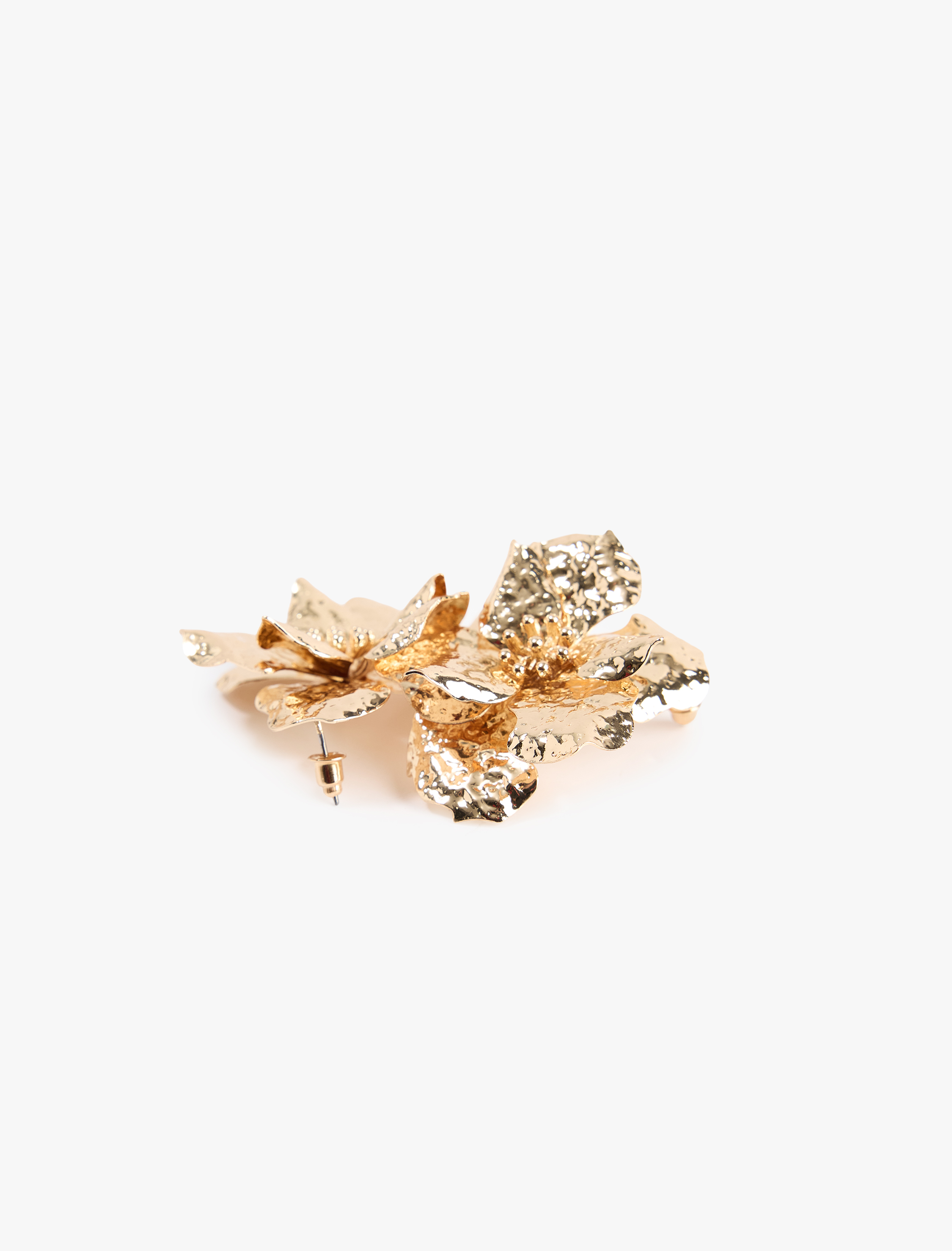  Kadın Büyük Boy Dokulu Çelik Çiçek Küpe