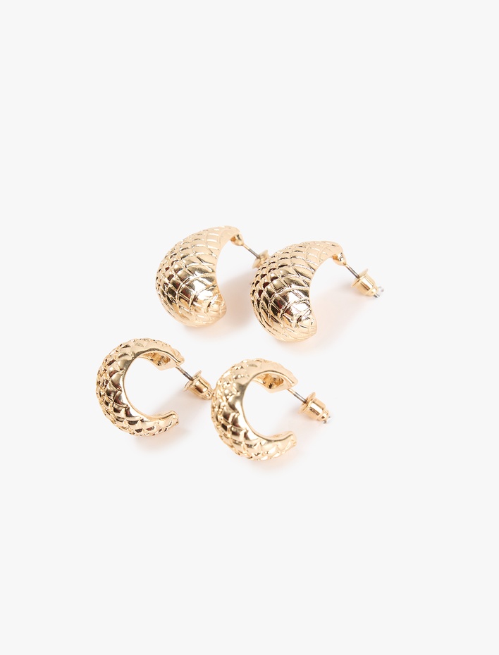 Kadın 2'li Dokulu Halka Küpe Seti