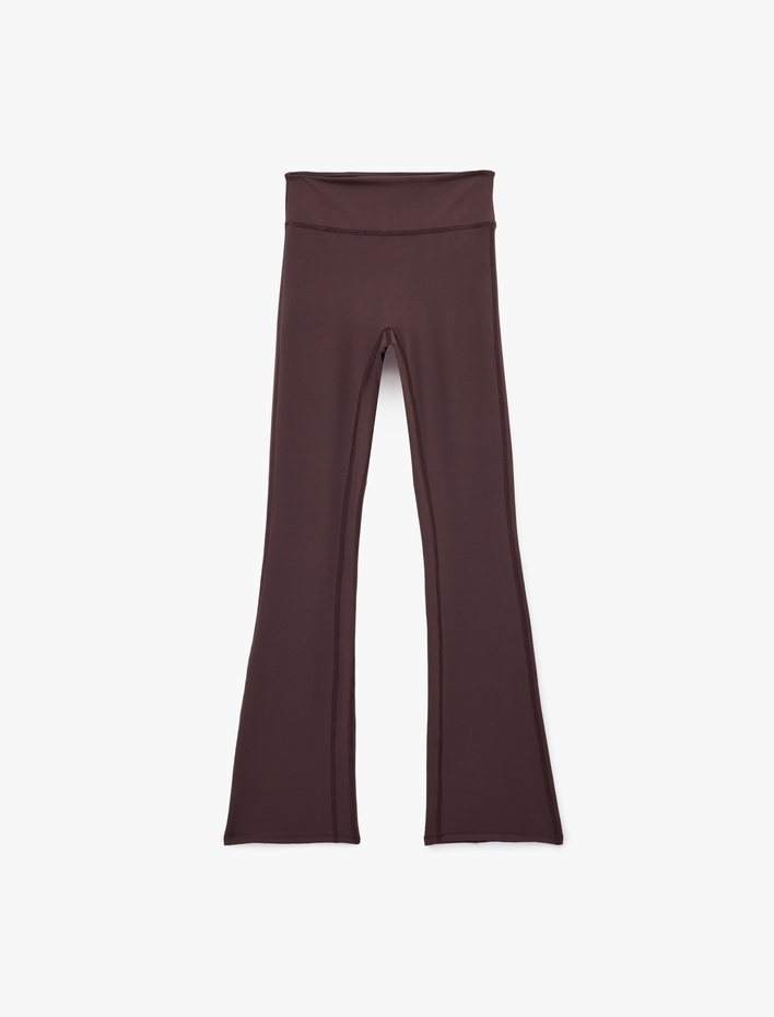  Yüksek Bel Slim Fit İspanyol Paça Spor Tayt