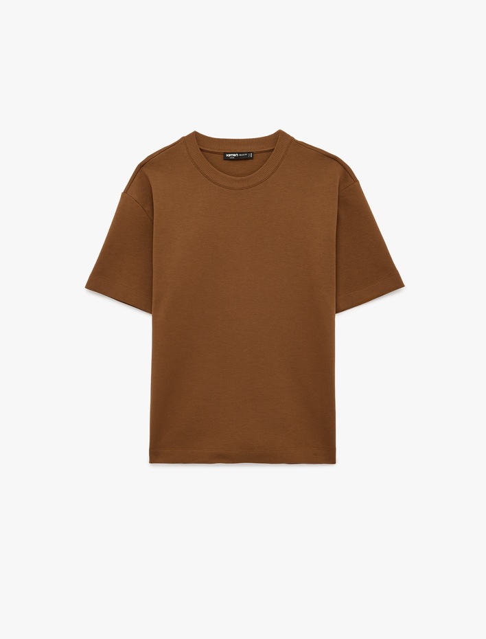  Rahat Kalıp Kısa Kollu Pike Kumaş Pamuklu Bisiklet Yaka Basic Tişört