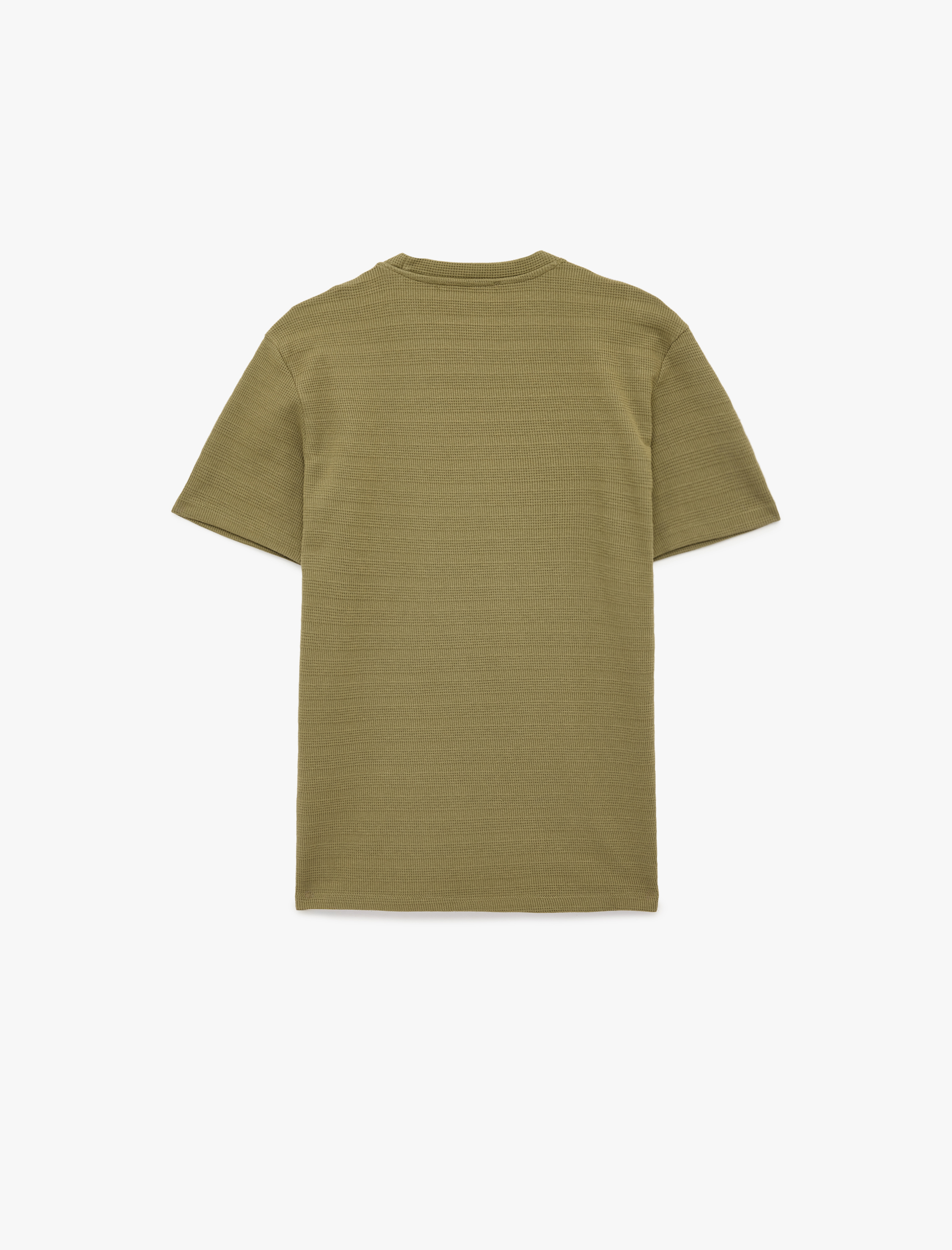   Kısa Kollu Dokulu Bisiklet Yaka Pamuklu Slim Fit Tişört