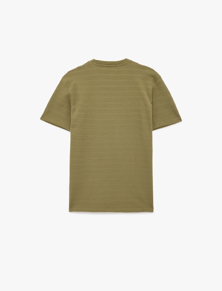  Kısa Kollu Dokulu Bisiklet Yaka Pamuklu Slim Fit Tişört