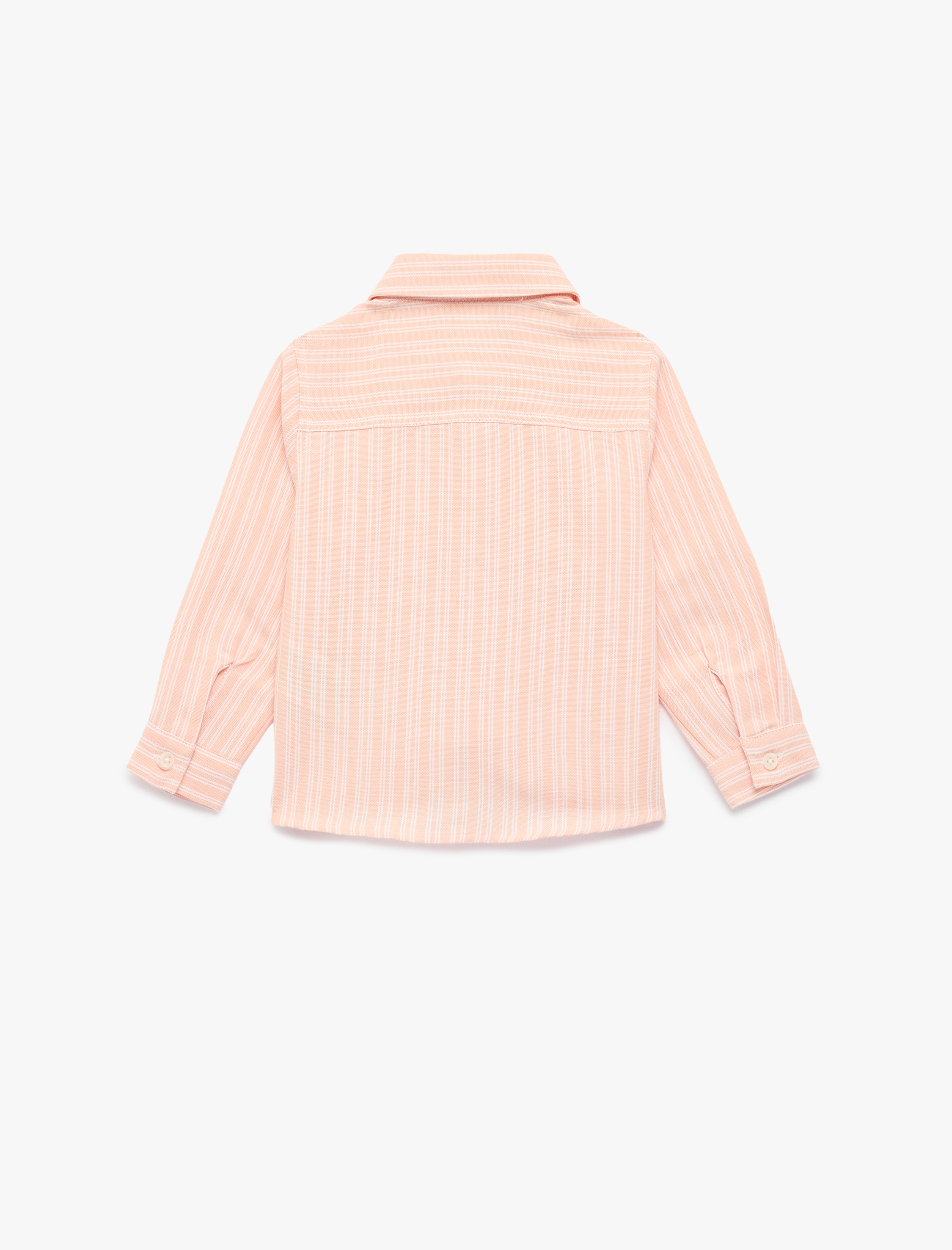  Erkek Bebek Pamuklu Klasik Yaka Cepli Düğmeli Uzun Kollu Gömlek