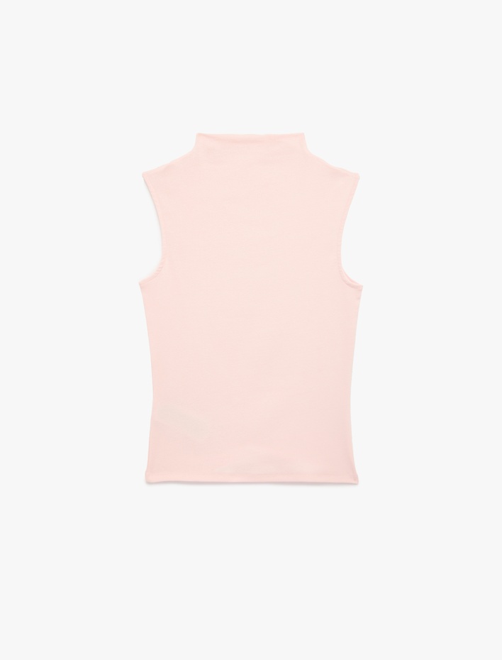  Slim Fit Pamuklu Kolsuz Dik Yaka Bluz