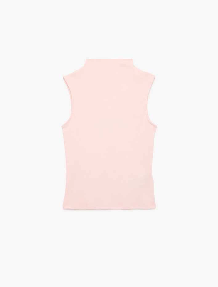  Slim Fit Pamuklu Kolsuz Dik Yaka Bluz