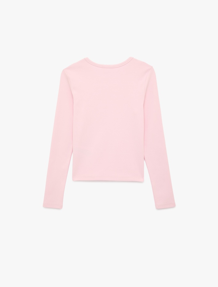  Pamuklu Slim Fit Uzun Kollu Bisiklet Yaka Basic Tişört