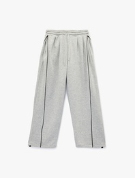 Beli Bağcıklı Biyeli Oversize Jogger Eşofman Altı