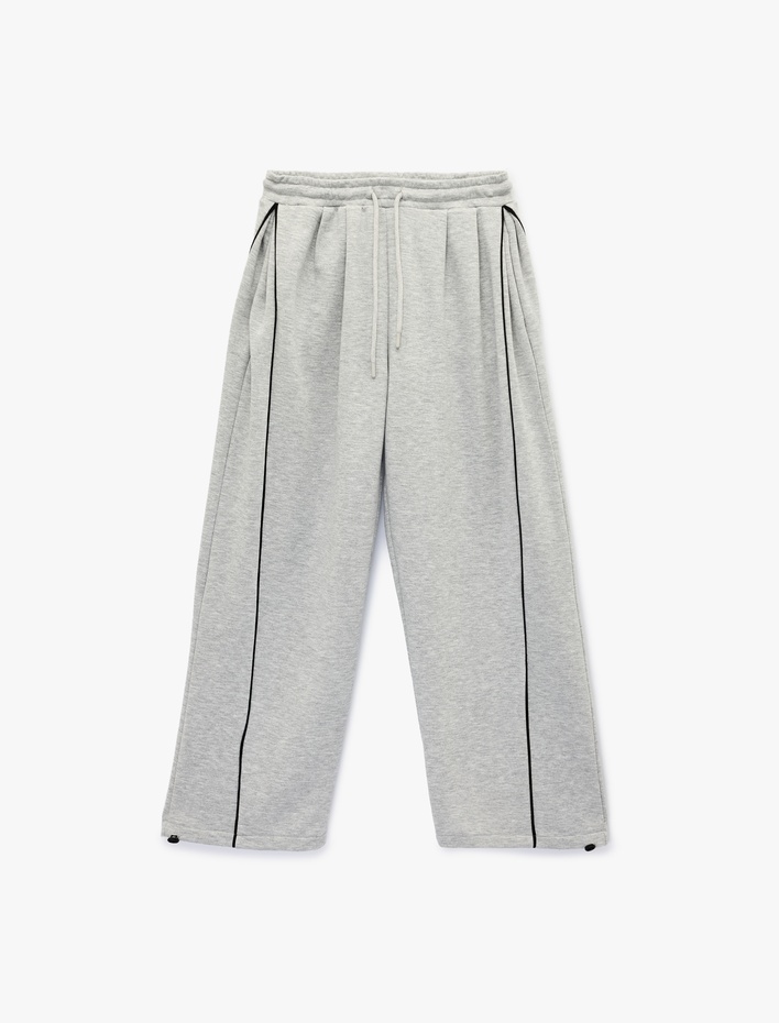  Beli Bağcıklı Biyeli Oversize Jogger Eşofman Altı