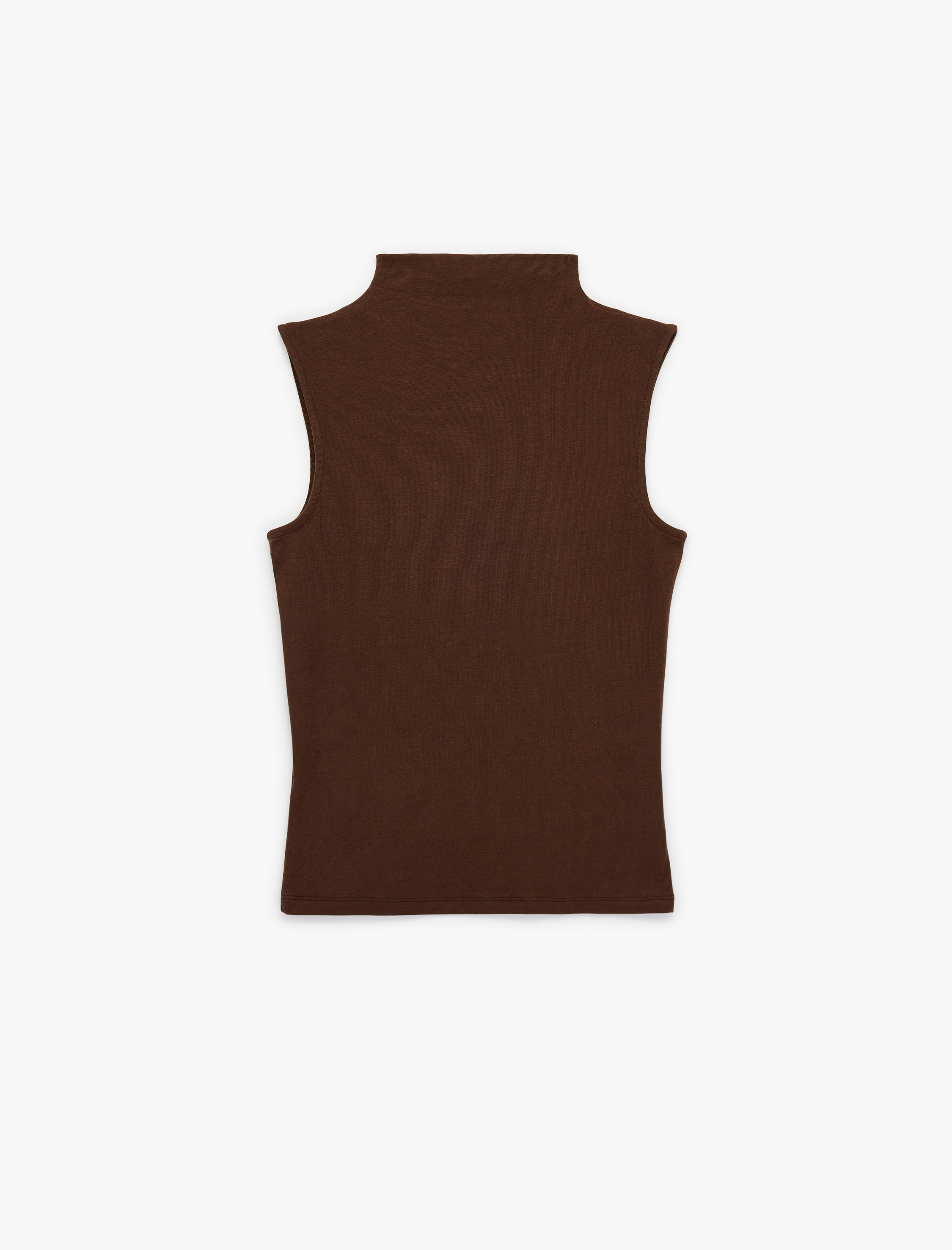   Slim Fit Pamuklu Kolsuz Dik Yaka Bluz