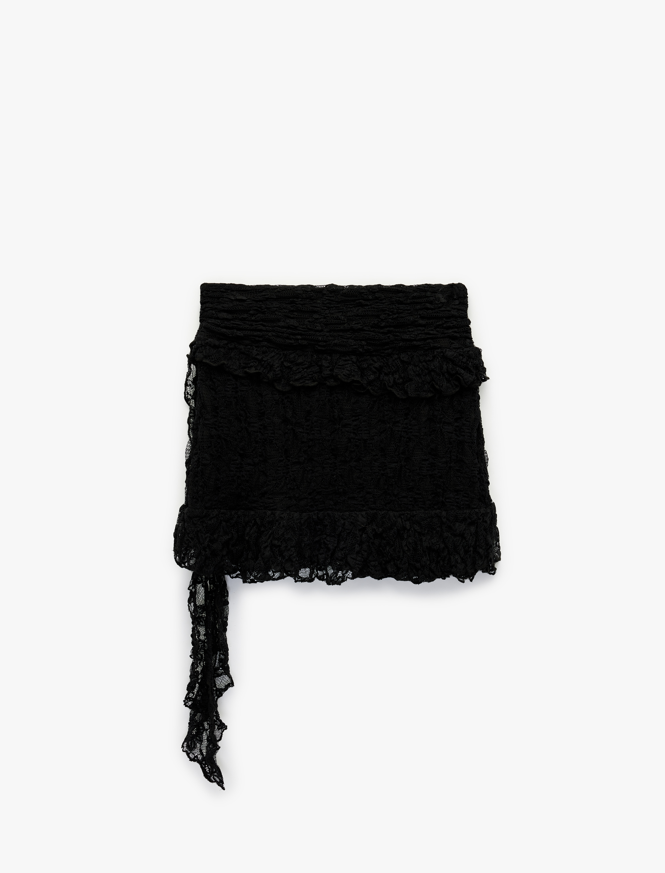   Slim Fit Bağlama Detaylı Mini Dantel Etek