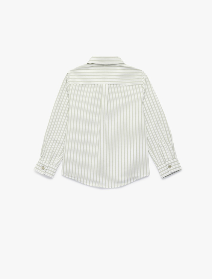 Erkek Çocuk Pamuklu Uzun Kollu Düğmeli Çizgili Gömlek