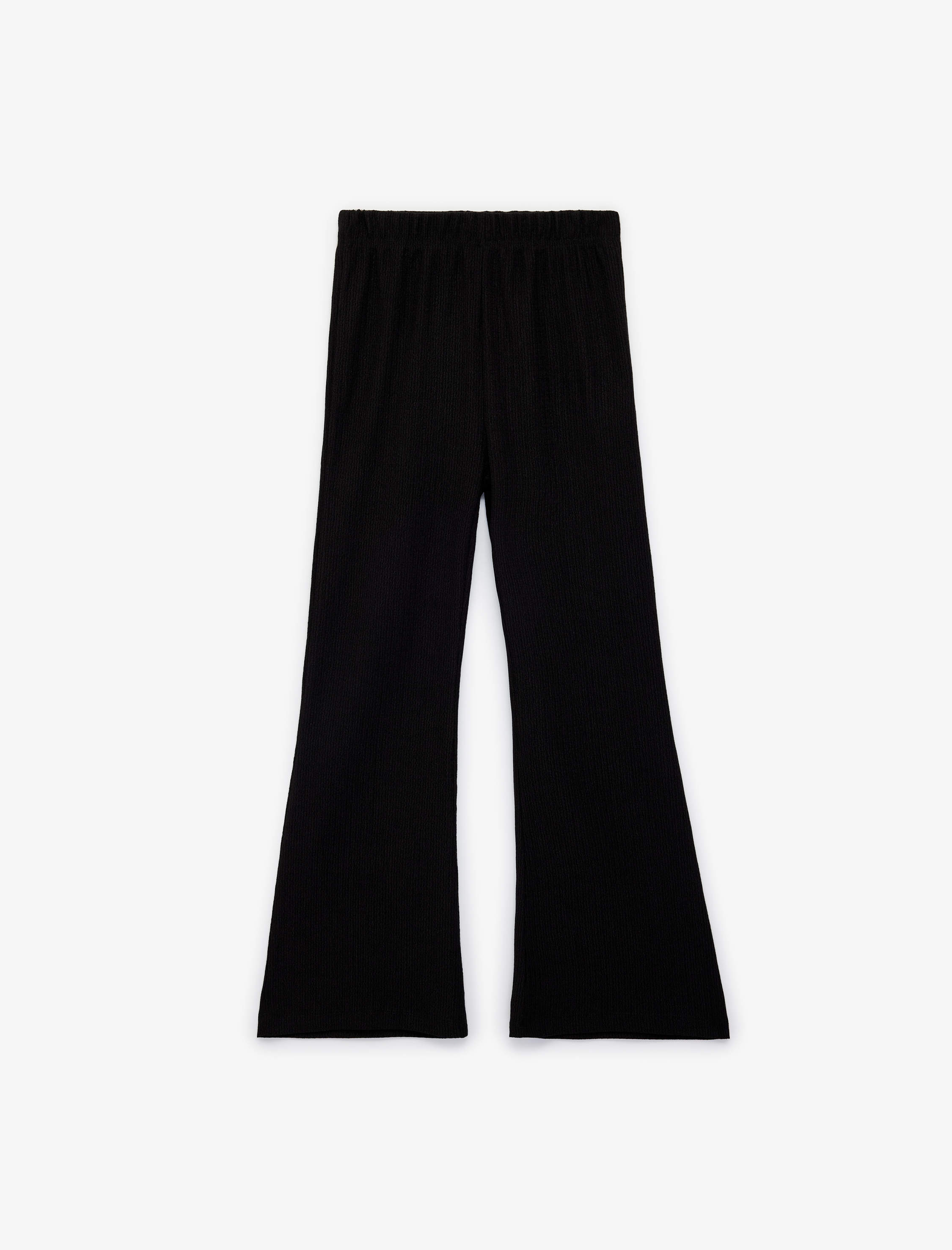  Kız Çocuk Bürümcük Kumaş Beli Lastikli İspanyol Paça Pantolon