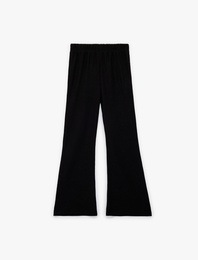 Bürümcük Kumaş Beli Lastikli İspanyol Paça Pantolon