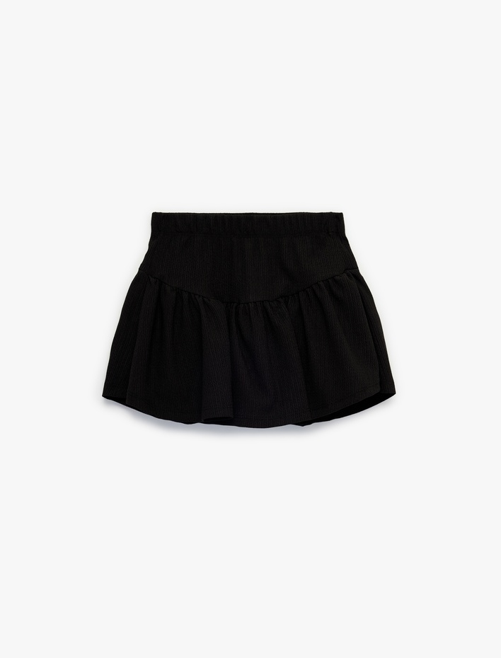 Kız Çocuk Bürümcük Kumaş Volanlı Şortlu Etek