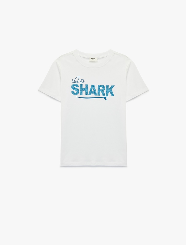 Erkek Çocuk Pamuklu Kısa Kollu Bisiklet Yaka Baskılı Tişört