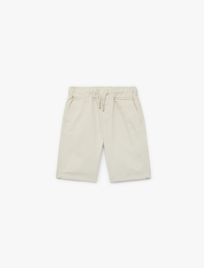 Erkek Çocuk Beli Bağcıklı Cep Detaylı Pamuklu Basic Şort