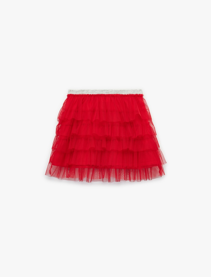 Kız Çocuk Katlı Beli Lastikli Mini Tütü Etek